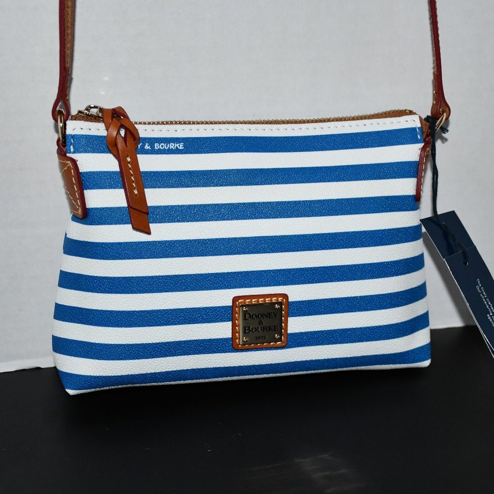 Dooney & Bourke Striped Blue and White Crossbody Bag EUC LN